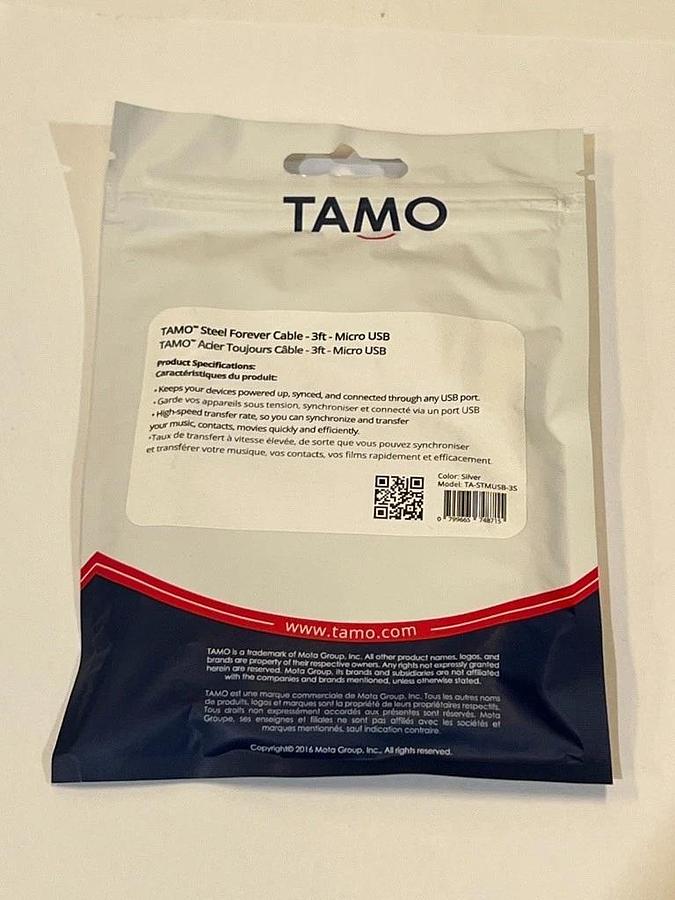 Used LOT OF 250 Pieces - Steel Forever 3ft Micro USB Cable - Metal Wrapped Silver 3'