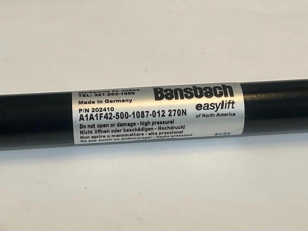 Used Bansbach Gas Spring 500mm Stroke Length 270 Newton Force A1A1F42-500-1087-012