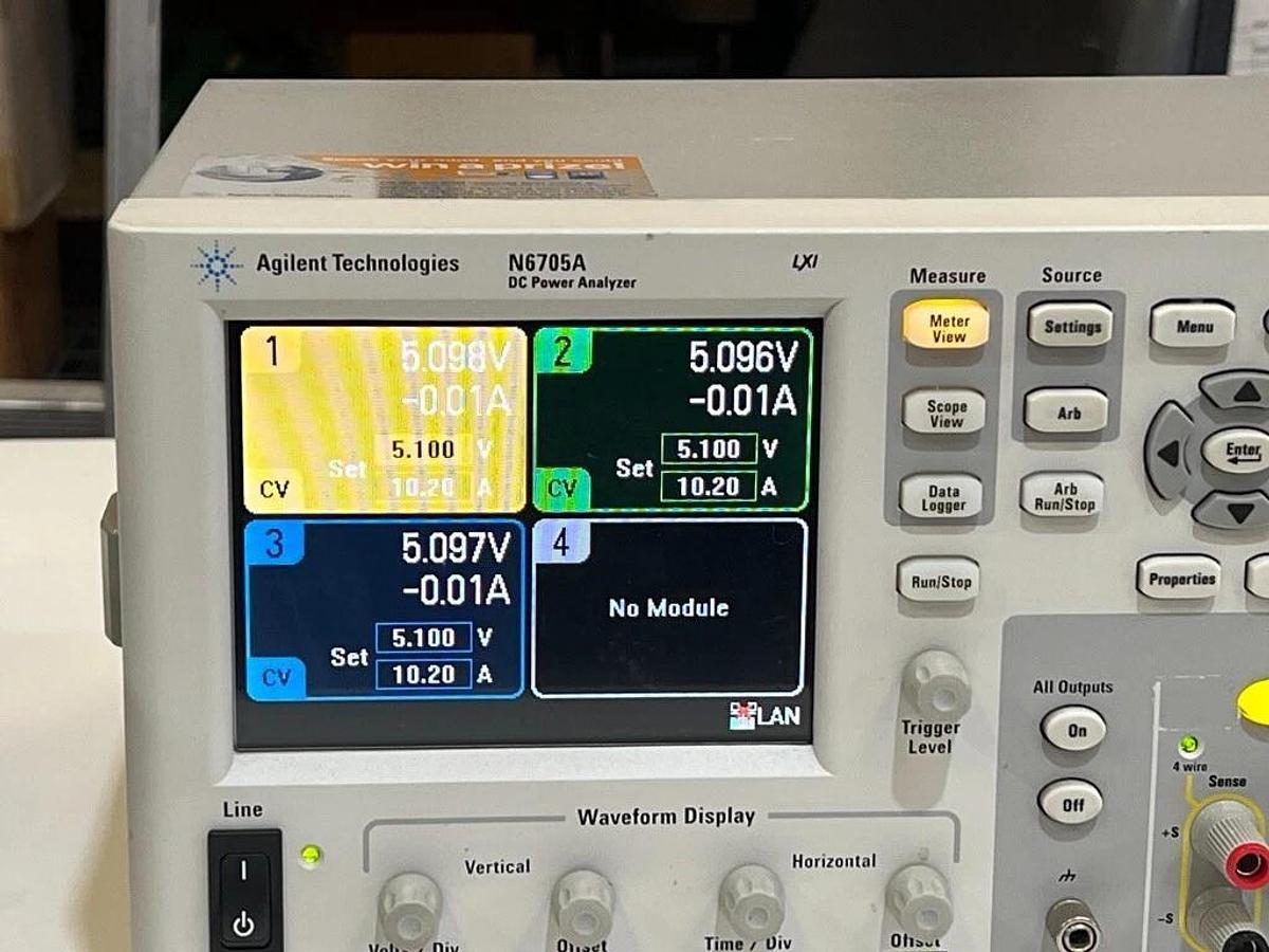Used Agilent N6705A DC Power Analyzer with 3 Each N6731B DC Power Modules Installed