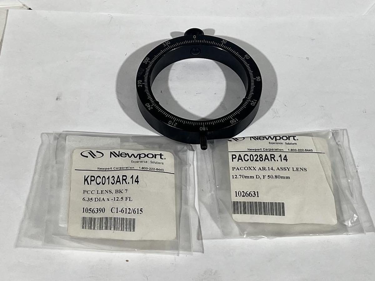 Used Newport Optics Lot: LM-2R Mount, PAC028.AR14 Lens, & KPC013AR.14 Lens