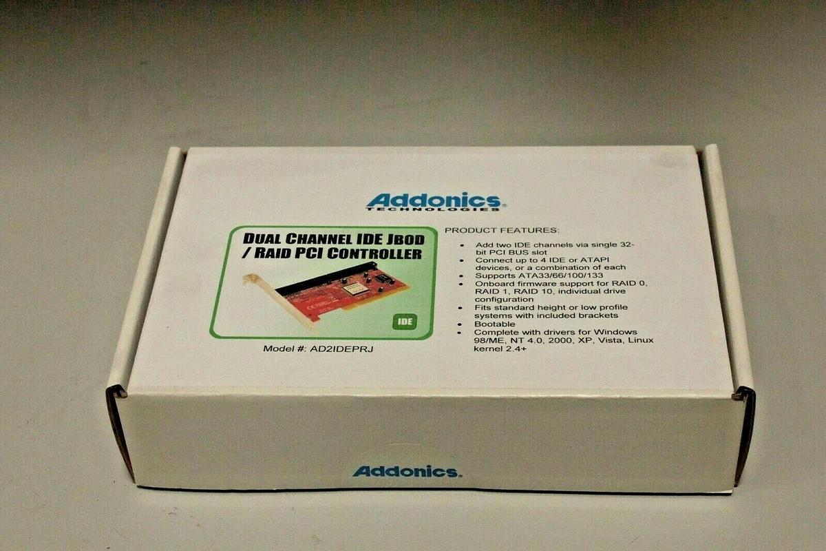 Used Addonics AD2IDEPRJ Dual Channel IDE JBOD / RAID PCI Controller