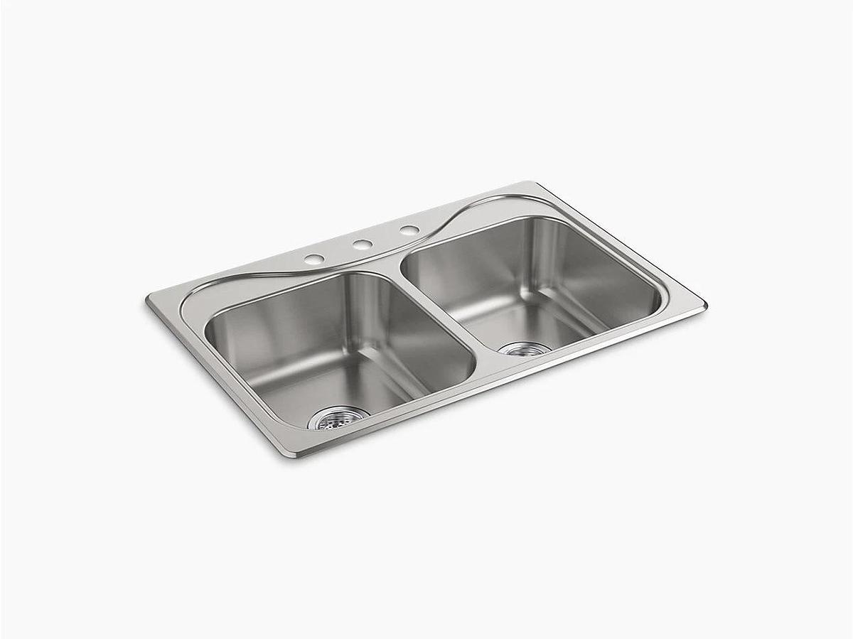 Sterling by Kohler 11400-3-NA Southhaven 33" Top-Mount Double-Bowl Kitchen Sink
