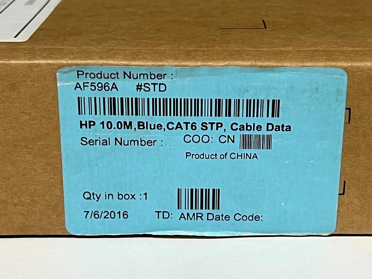 Used LOT OF 2 Hewlett-Packard AF596A HP 10.0M, Blue, CAT6 STP, Cable Data - Ethernet