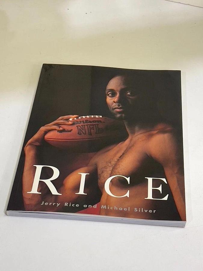 Used Jerry Rice #80 Autographed San Francisco 49ers Helmet with "Rice" Book