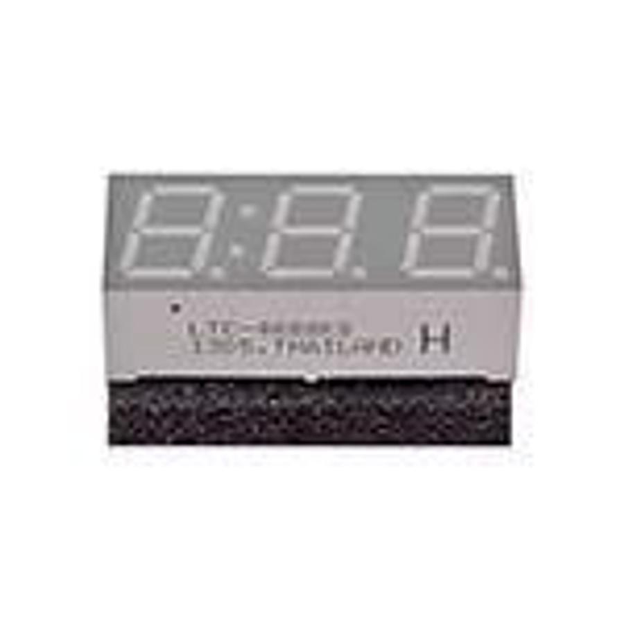 Used LED Display, 3-digit numeric, 7-segment, Yellow, 0.4" (10mm), Multiplex Common Anode, Right hand decimal, Gray face, White segments ES6668