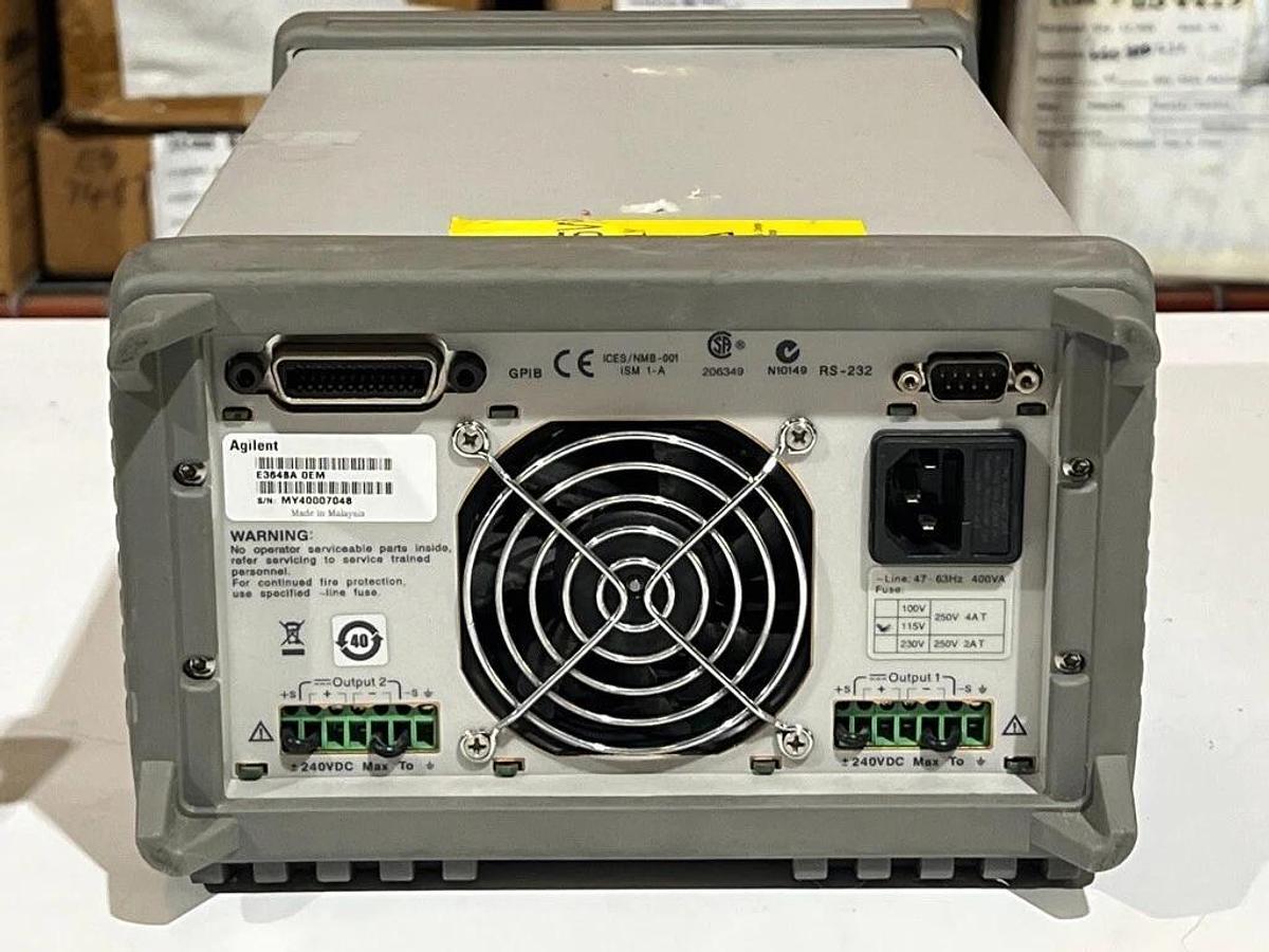 Used Agilent E3648A Dual Output DC Power Supply 0-8V, 5A / 0-20V, 2.5A