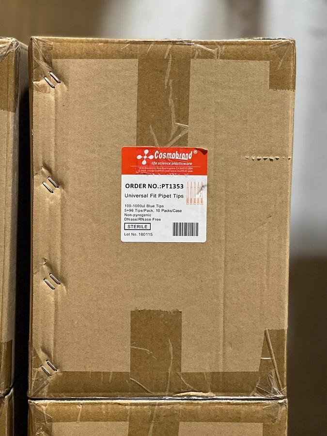 Used 4800 Pieces Blue 100-1000ul Universal Fit Sterile Pipette Tips Cosmobrand PT1353