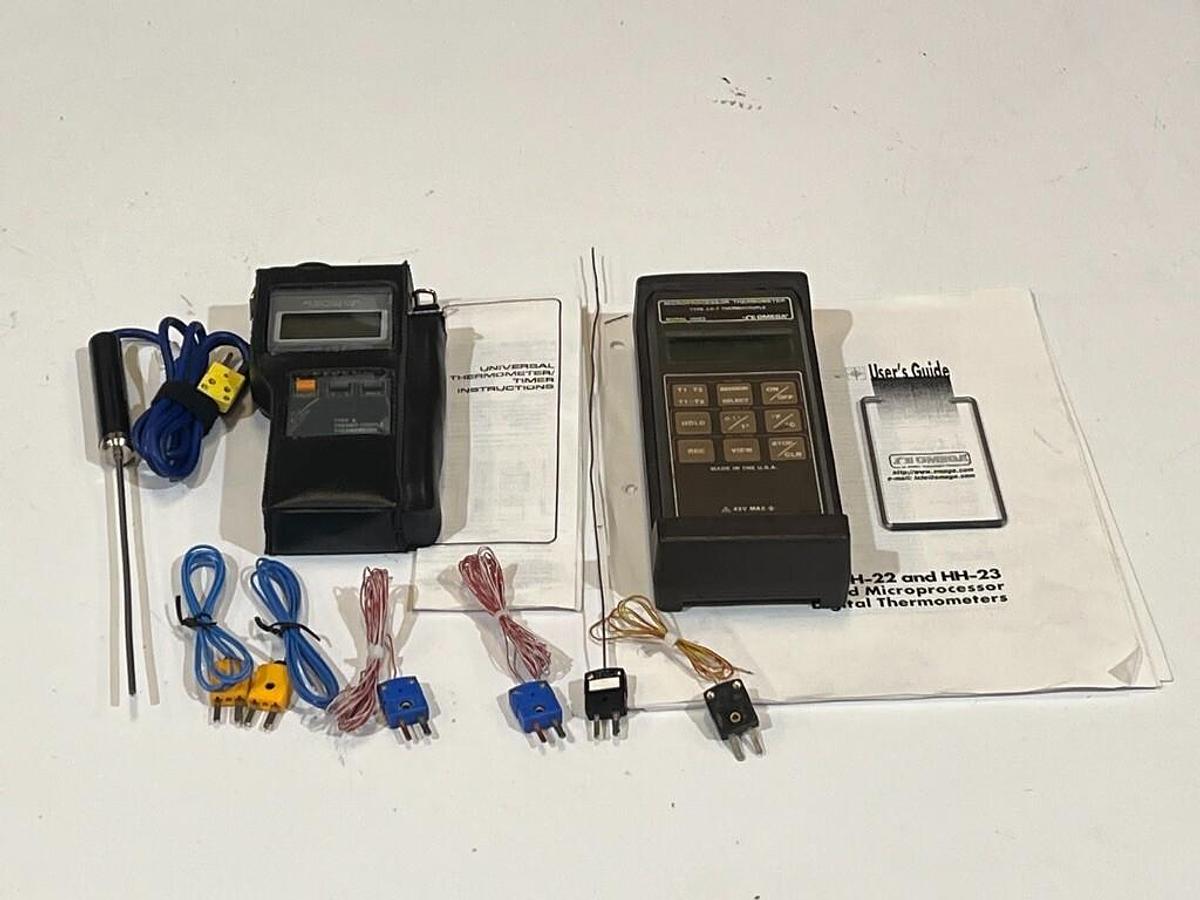 Used Lot of Digital Thermometer Omega HH-23 & Control Company Timer + Thermocouples