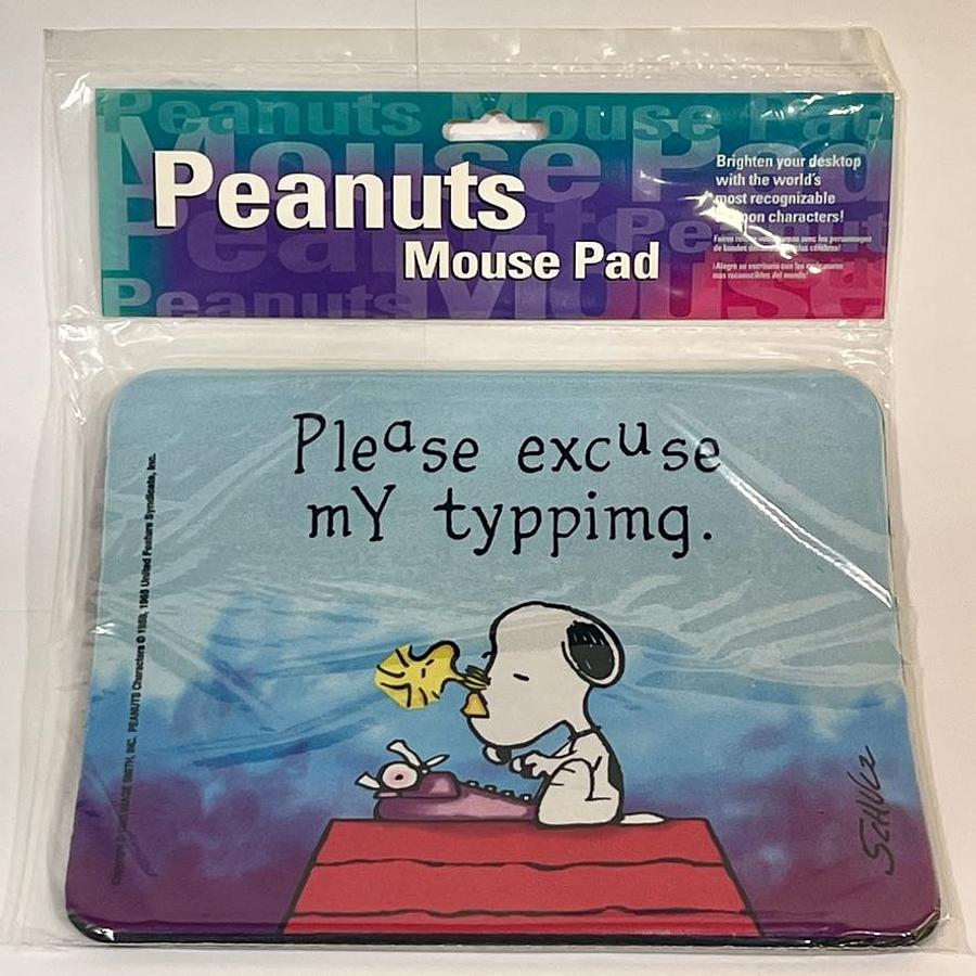 Peanuts Mouse Pad: Snoopy "Please excuse my typpimg." 9 In x 8 In