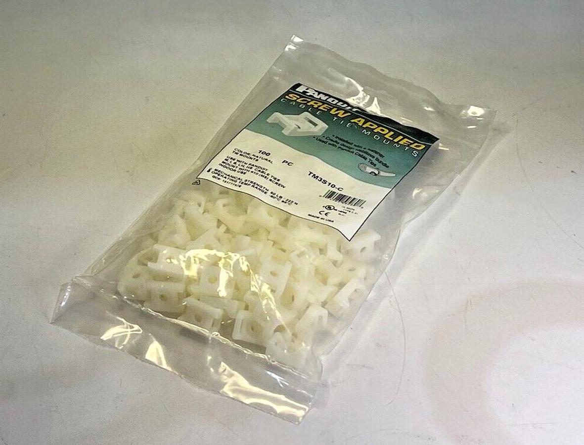 Used Bag of 100 Pieces Panduit TM3S10-C Screw Applied Cable Tie Mounts, Natural Color