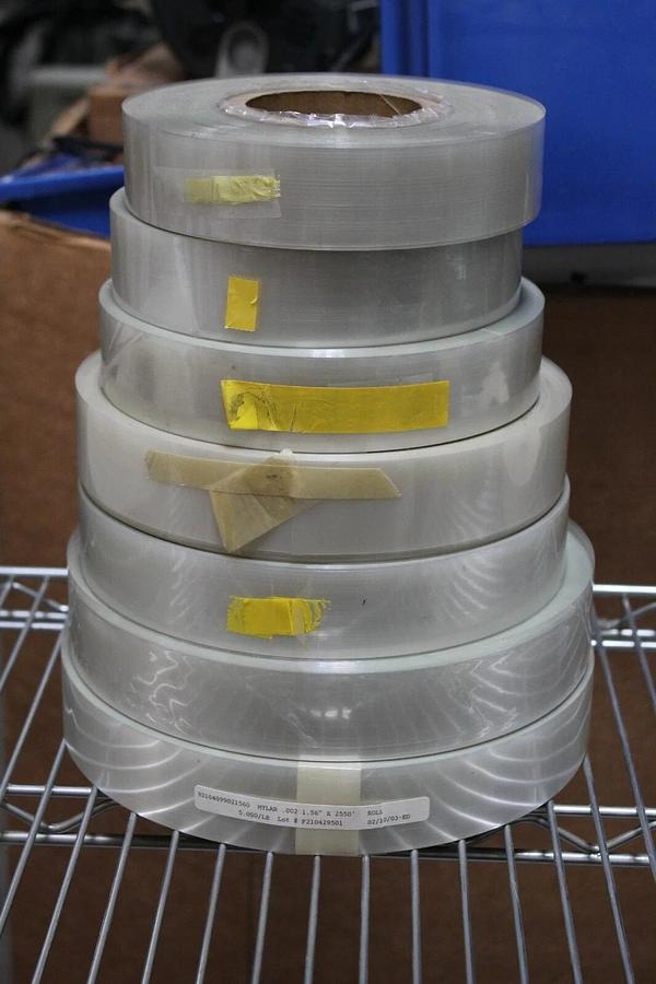 Lot of 140 Pounds Dupont Mylar Film Rolls Various Sizes Fabrico .002 .005 .0075
