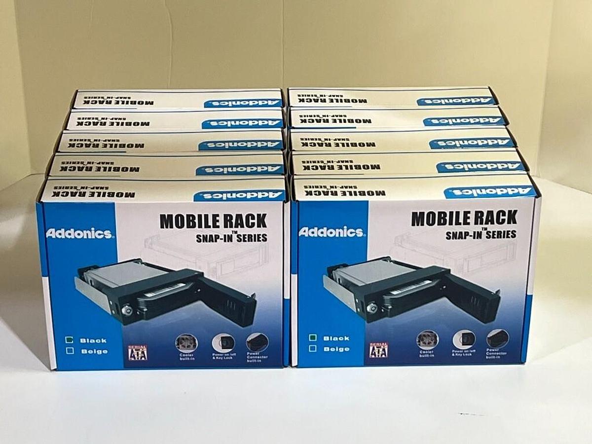 Used LOT OF 10 Addonics AESNAPMRSA 3.5" SATA HDD Mobile Rack Snap-In Fits 5.25" Bay