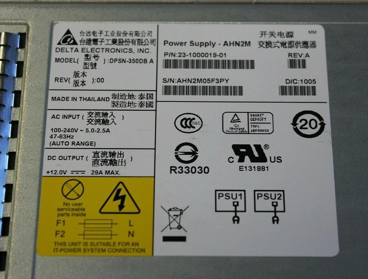 Used LOT OF 5 Delta Electronics DPSN-350DB A - Power Supplies ANH2M P/N 23-1000019-01