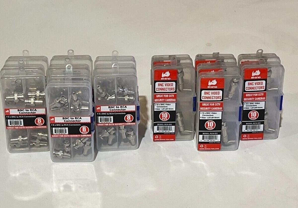 Used Rhino-Tek 150 Piece BNC Lot: 80 BNC-RCA Adapters & 70 BNC Video Connectors
