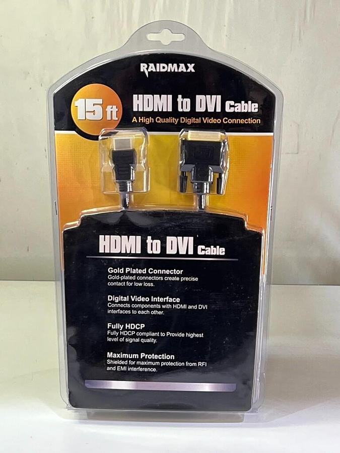 Used RAIDMAX 15 ft. HDMI to DVI Cable - RDHD-D15 - HDCP Digital Video