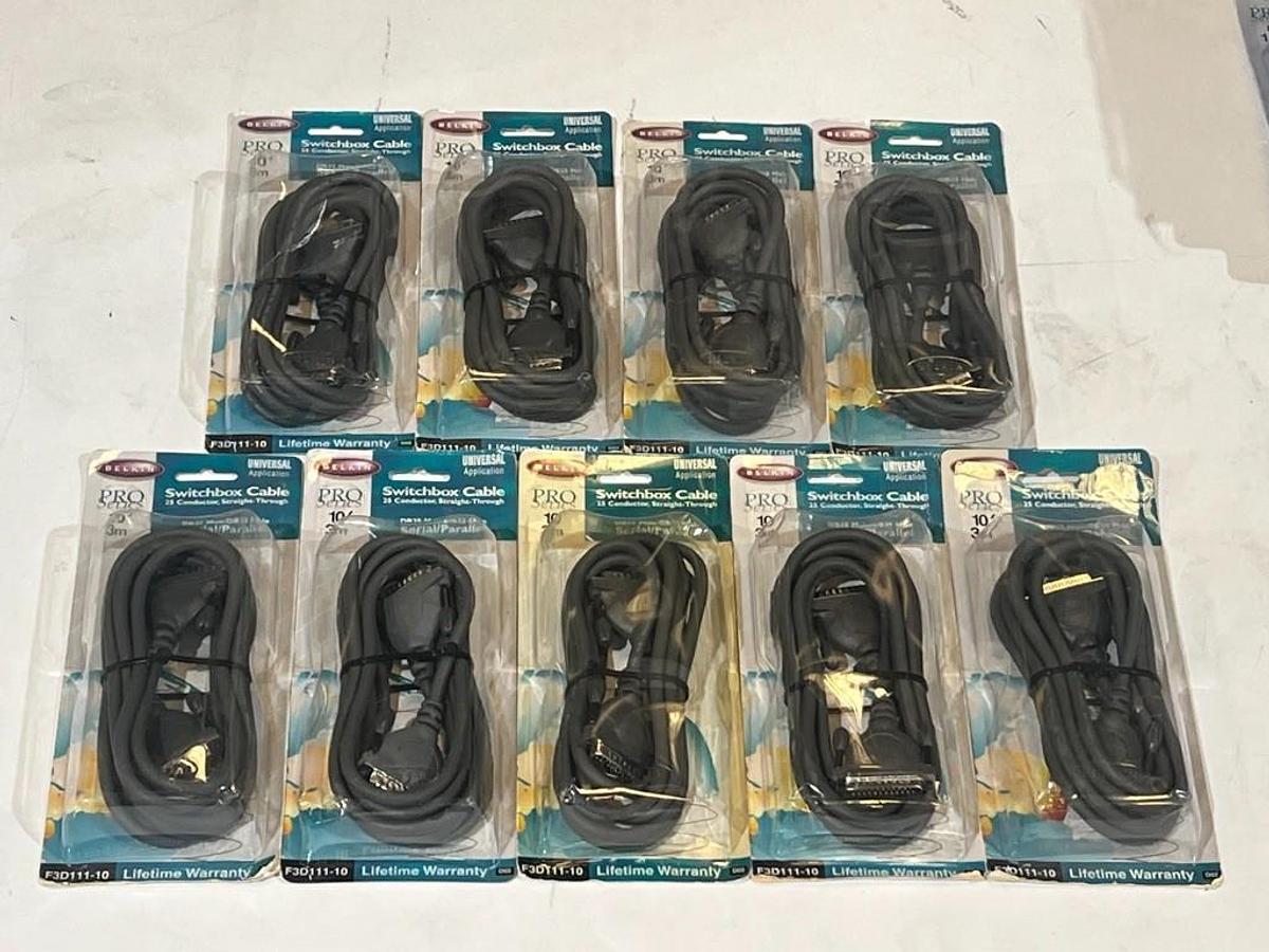 Used Lot of 9 Pieces: Belkin F3D111-10 DB-25 Male-Male 10 ft Parallel Cable 25-Cond.