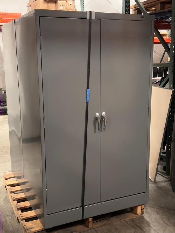 Used Tennsco 6024DH 36" x 24" x 60" Standard Welded Cabinet - Medium Gray (MGY)