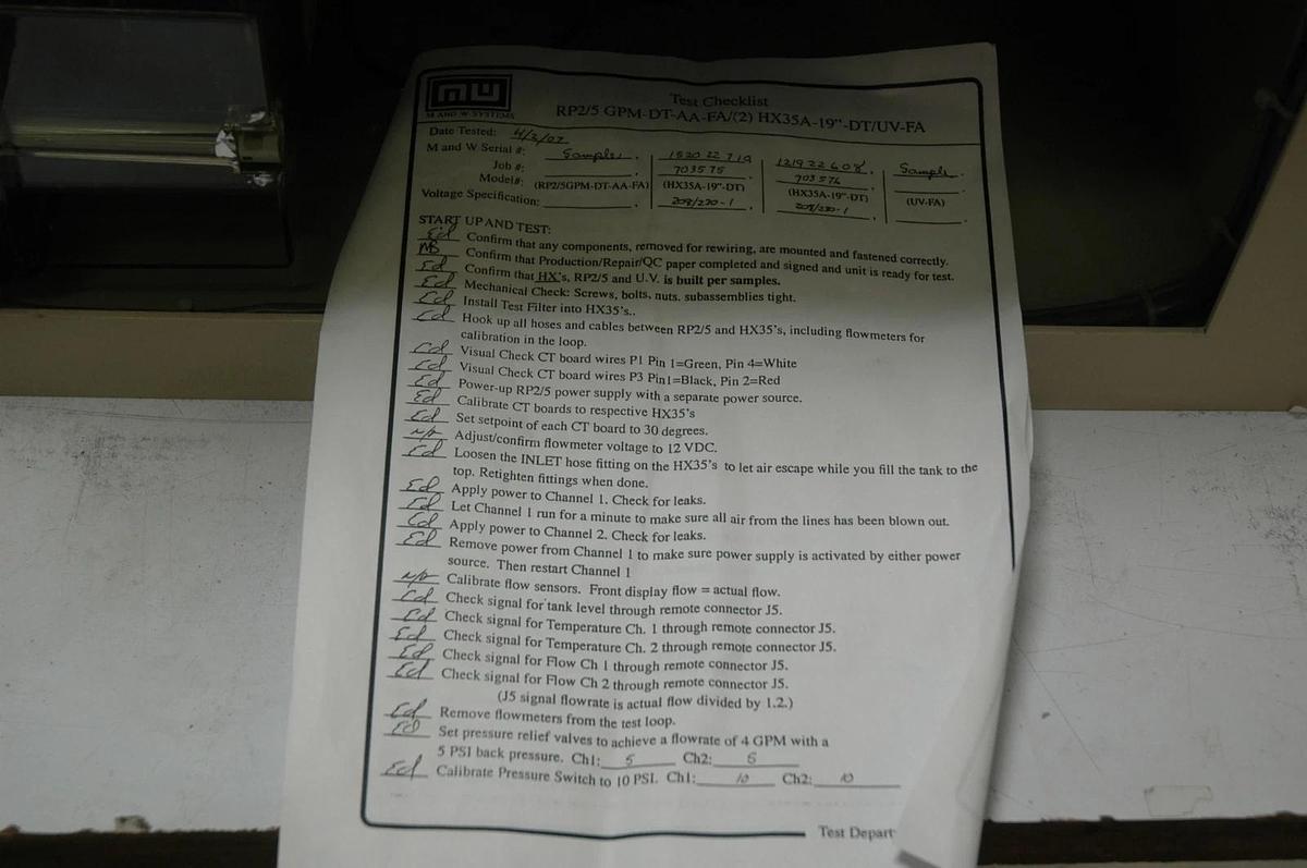 Used M and W Systems HX35A-19"-DT Flowrite Recirculating Heatexchanger 208/230V - M&W