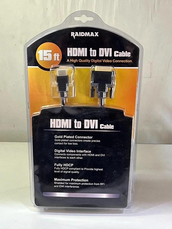 Used RAIDMAX 15 ft. HDMI to DVI Cable - RDHD-D15 - HDCP Digital Video
