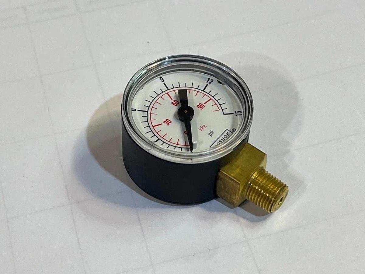 Used Lot of 8 Pieces: NOSHOK 15-100-15 psi/kPa, 0-15 psi Pressure Gauge 1/8 NPT