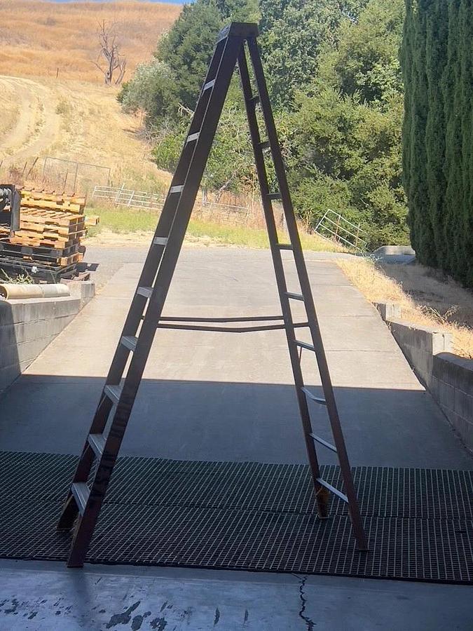 Used Lot of 6 Fiberglass Step Ladders - 1 Each: 6 Ft, 3 Each: 8 Ft, and 2 Each: 10 Ft