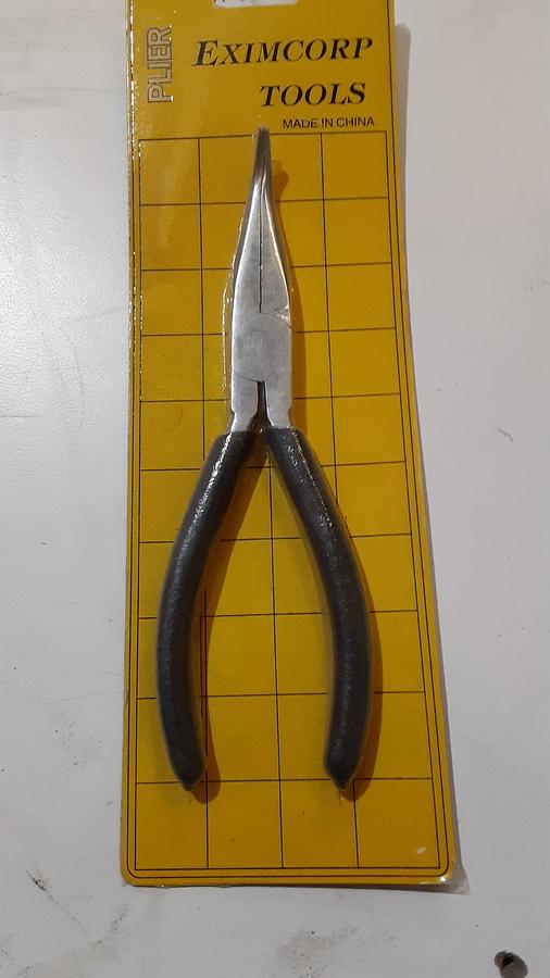 Used 7 Inch Bent Needle Nose Pliers, Serrated Jaw - ES2493