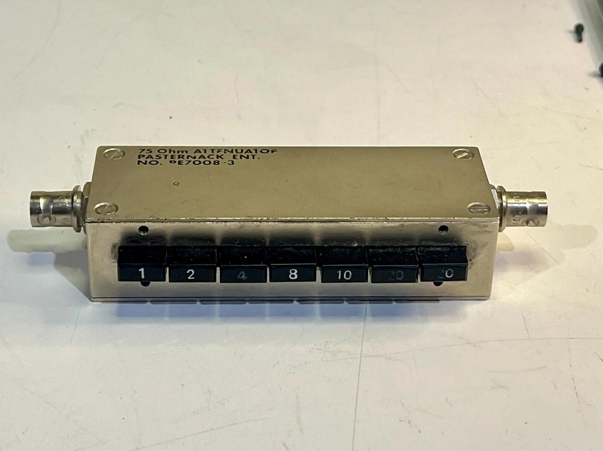 Used Pasternack Push Button Step Attenuator No. PE7008-3, 75 Ohm, 0-65 dB, 500 MHz