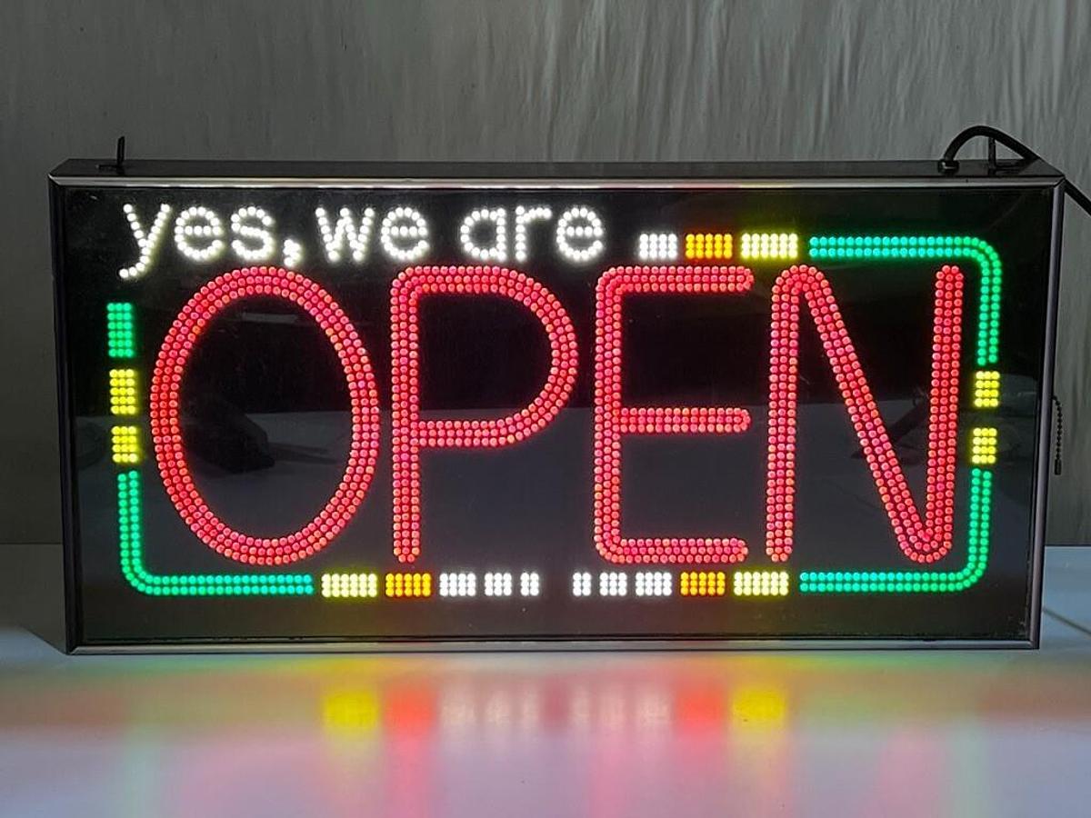 Used Fiber Does, Inc. Model OS3 - Yes, We Are Open - Fluorescent Lighted Retail Sign
