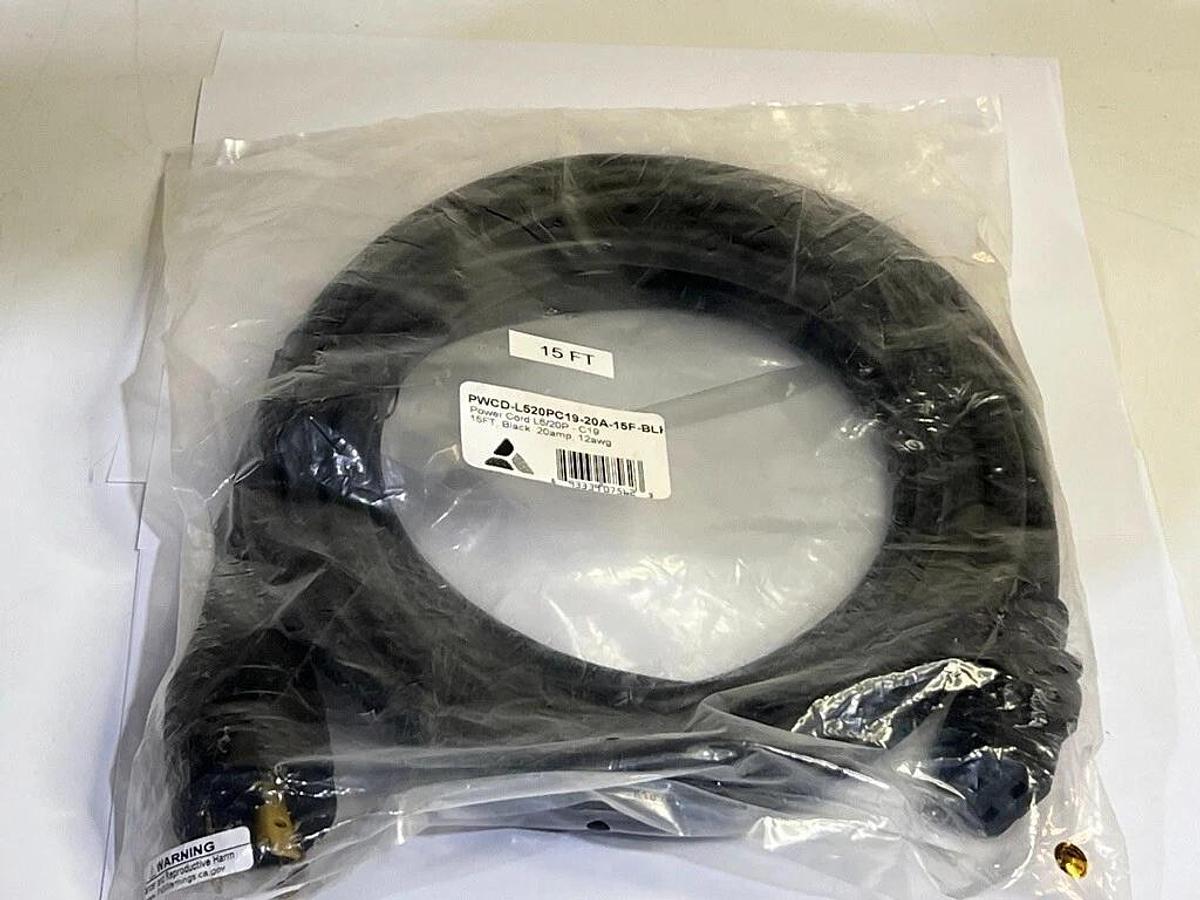 Used UNC Group - PWCD-L520PC19-20A-15F-BLK - Power Cord L5-20 to C19 15Ft 120VAC 20A