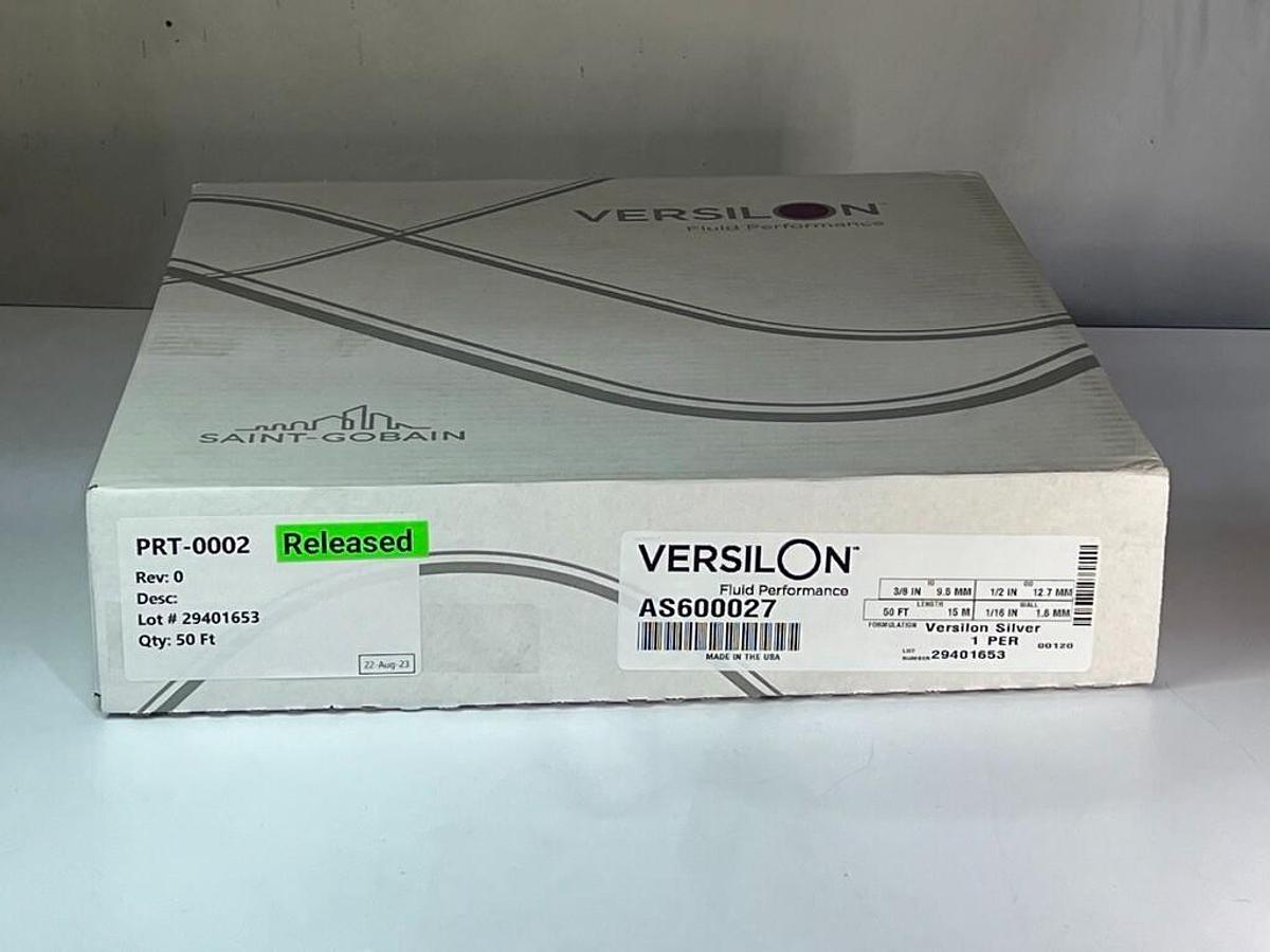 Used Saint-Gobain AS600027 50 FT, 3/8 IN Versilon Silver Antimicrobial Tubing - Tygon