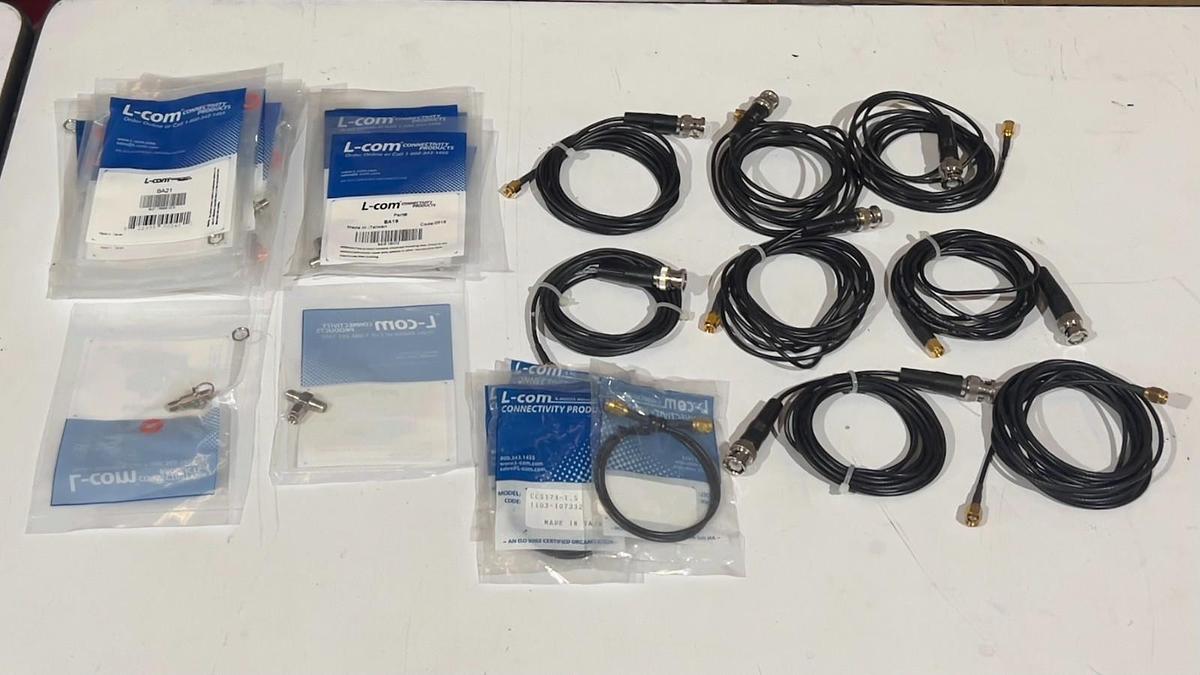 L-Com Coaxial Lot: 12 SMA Cable Assemblies and 21 SMA Adapters