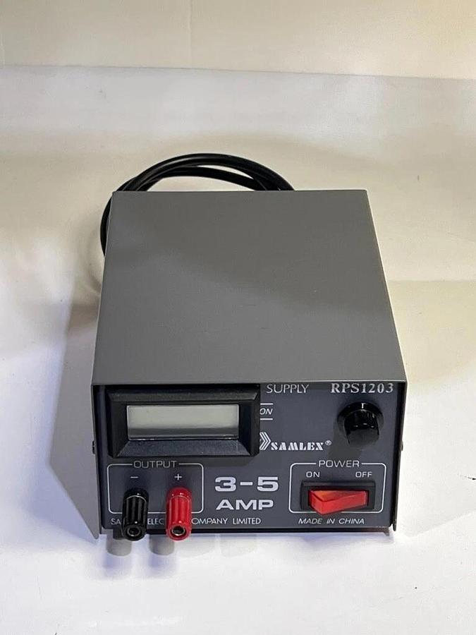 Used Samlex RPS1203 Modified Adjustable 5 - 15 VDC 5A Power Supply with LCD Voltmeter