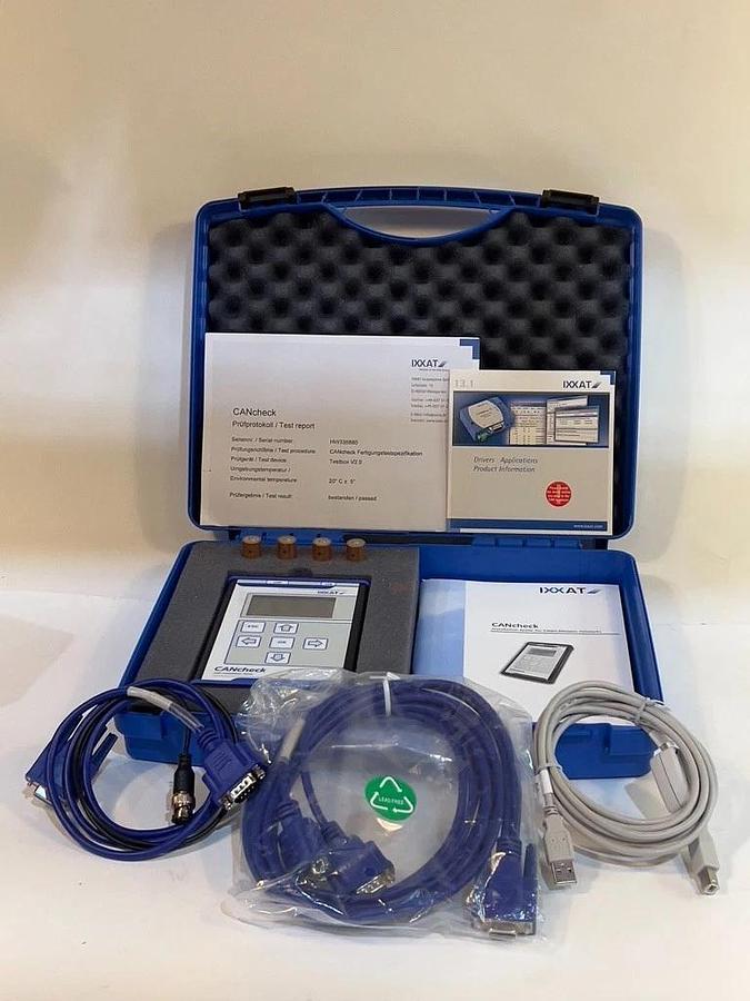 HMS Networks IXXAT CANcheck V1.4 P/N 1.01.0097.00000 w/ Manual, Cables, & Case