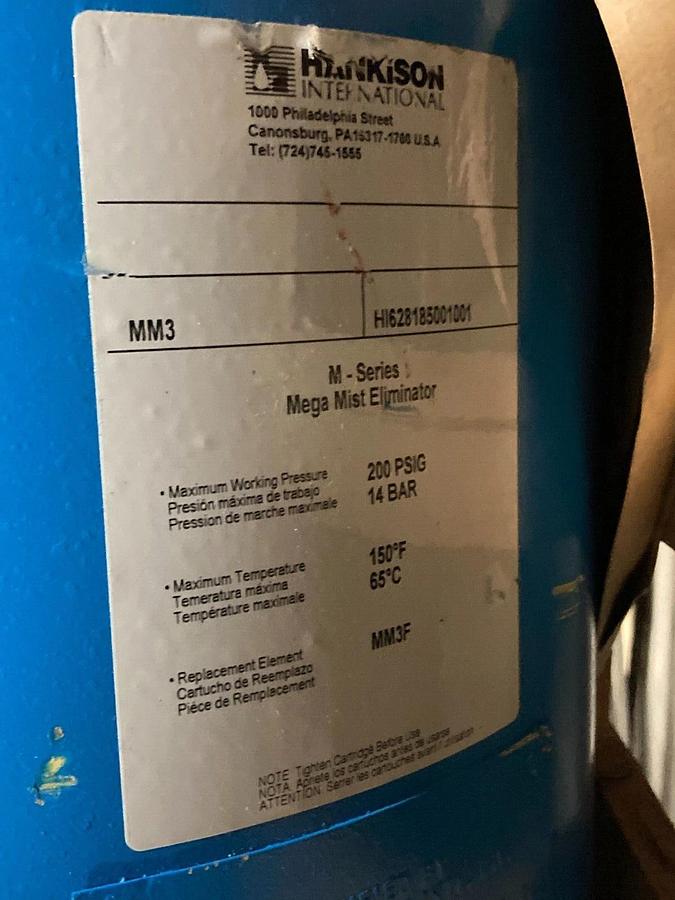 Used Hankison MM3 M-Series Mega Mist Eliminator - Compressed Air Filter