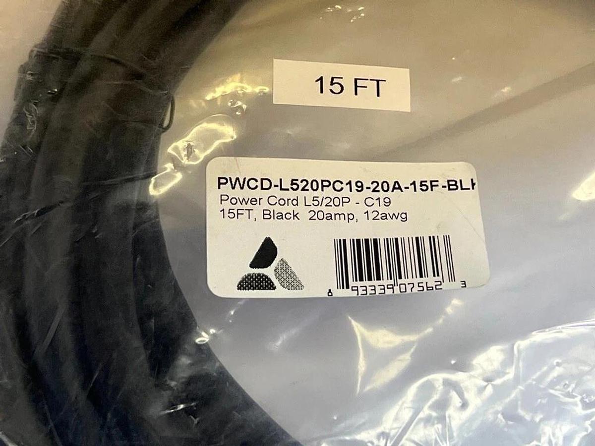 Used UNC Group - PWCD-L520PC19-20A-15F-BLK - Power Cord L5-20 to C19 15Ft 120VAC 20A