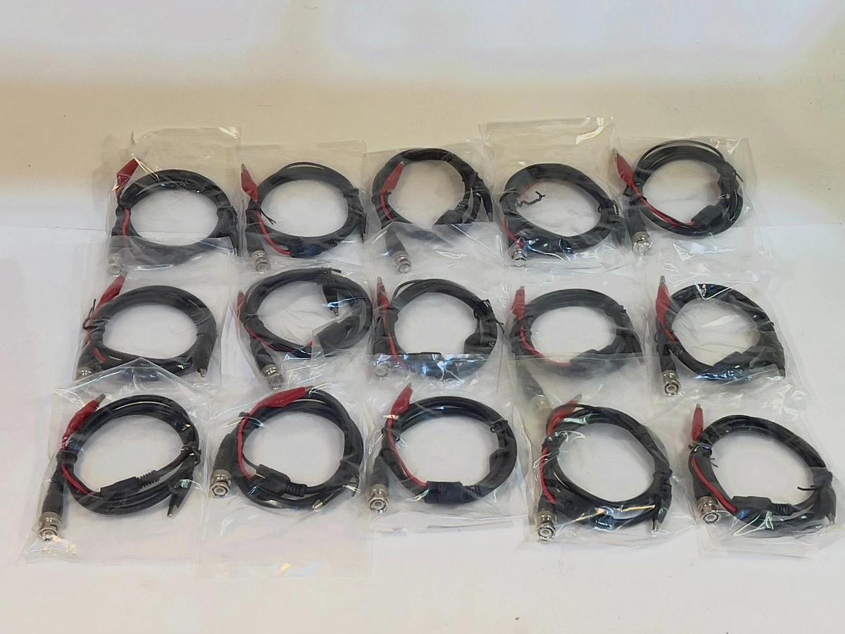 Used Lot of 15 Pieces: 3 Foot BNC Male to Alligator Clips Test Lead - Cable Assembly