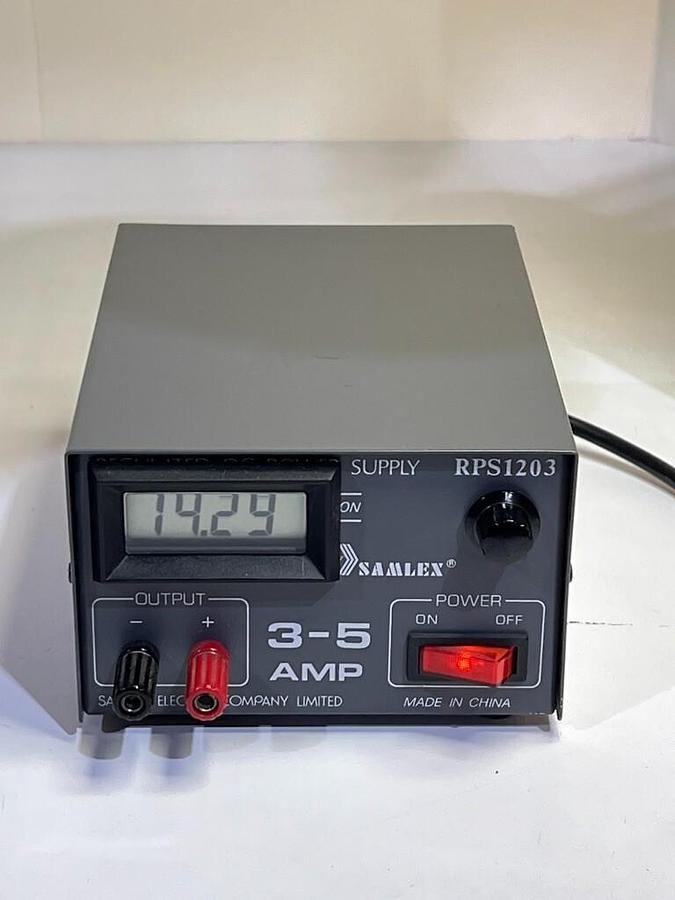 Used Samlex RPS1203 Modified Adjustable 5 - 15 VDC 5A Power Supply with LCD Voltmeter