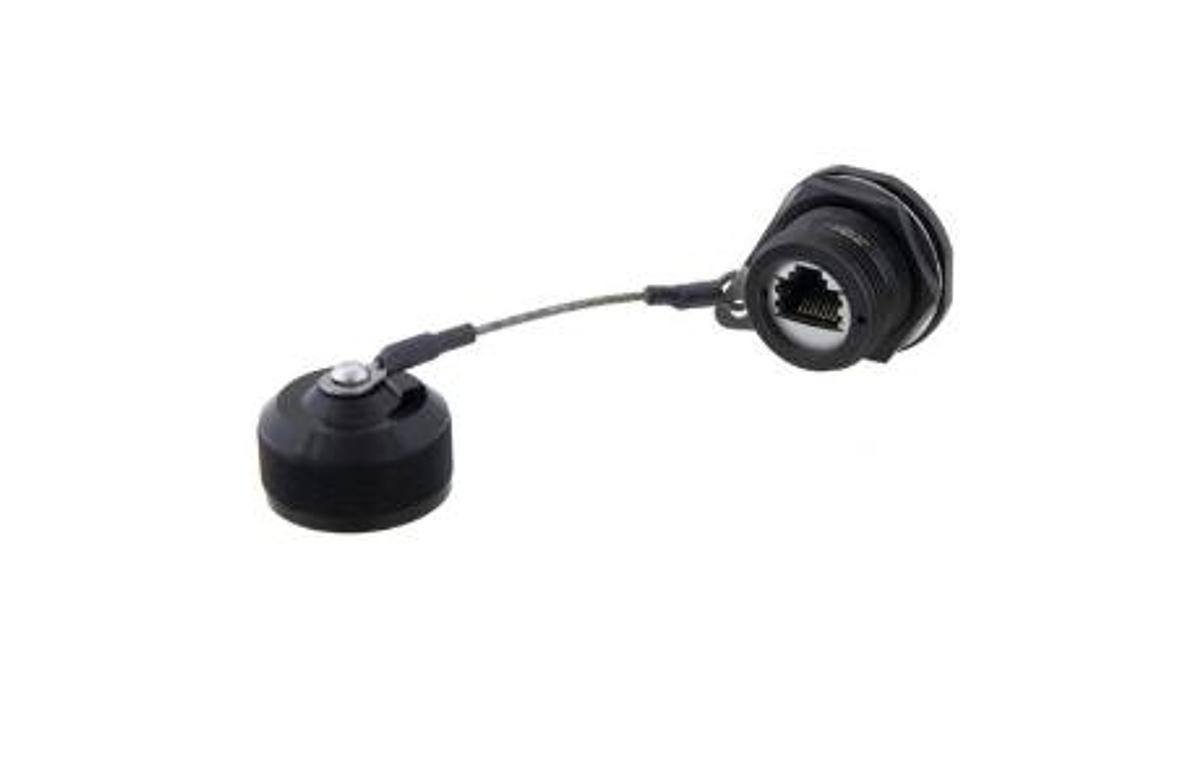 Used Lot of 13 Pieces: L-Com R-Jack ECSK2109U00 Cat6, Ruggedized Jam-nut, Electroless Nickel finish with Grounding Shield and Dust Cap