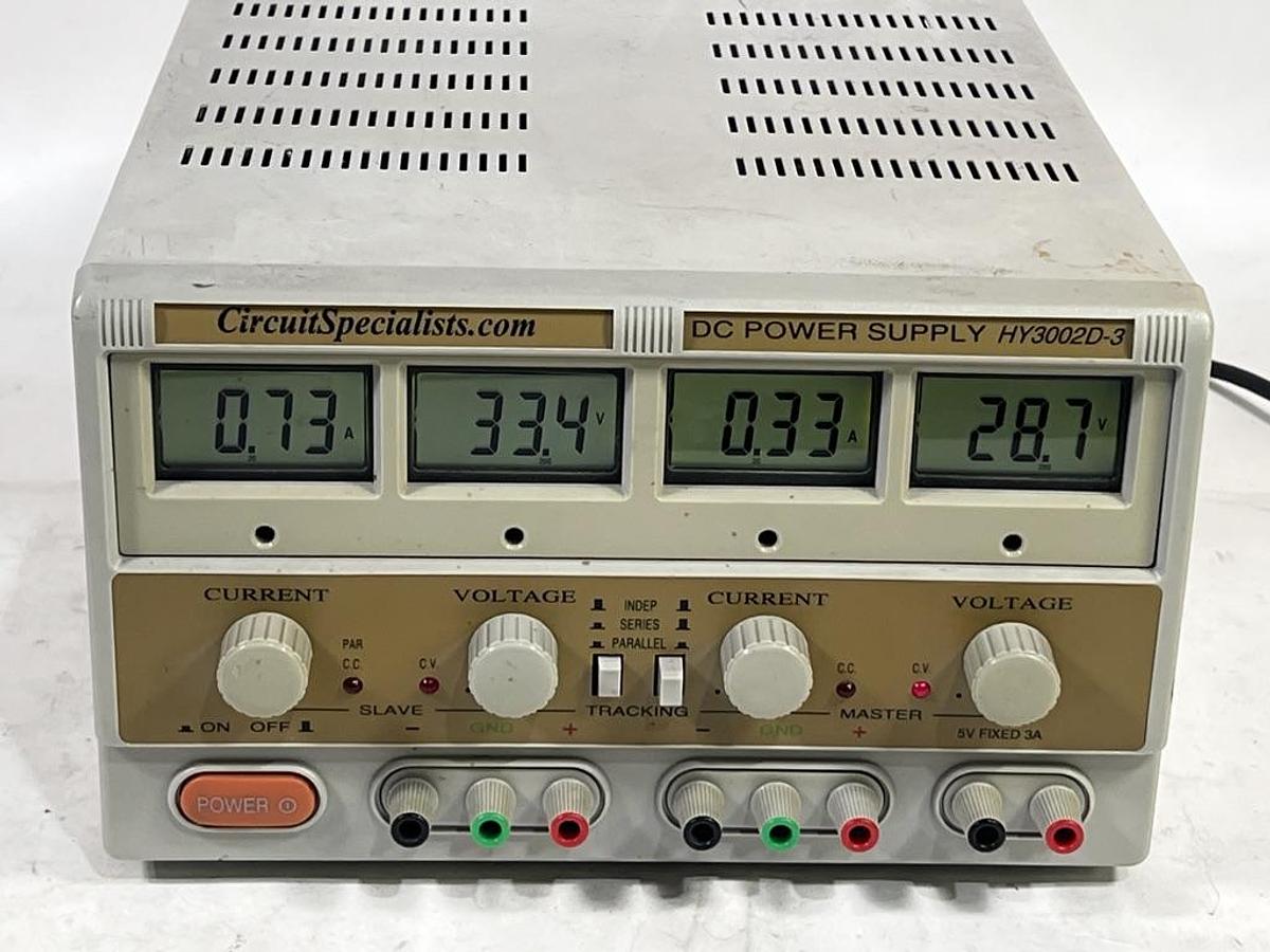 Used Circuit Specialists HY3002D-3 Triple Output DC Power Supply 30V 2A