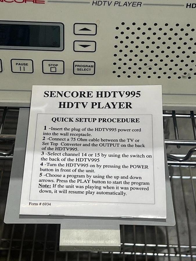 Used Sencore HDTV995 HDTV Player - Broadcast Signal Generator
