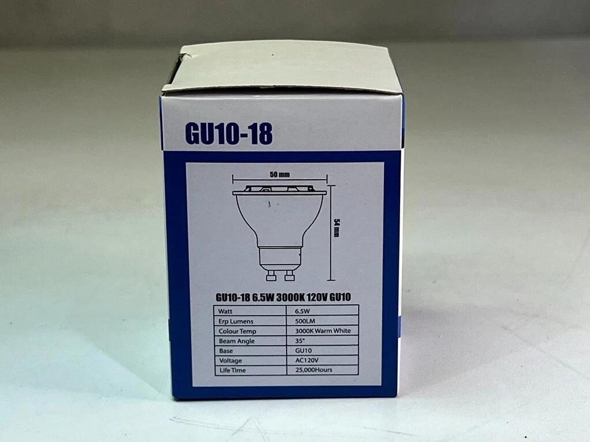 Used Lot of 5 Pieces: GU10 Base LED Bulb, 6.5 Watt, 500 Lumen, 3000K Warm White