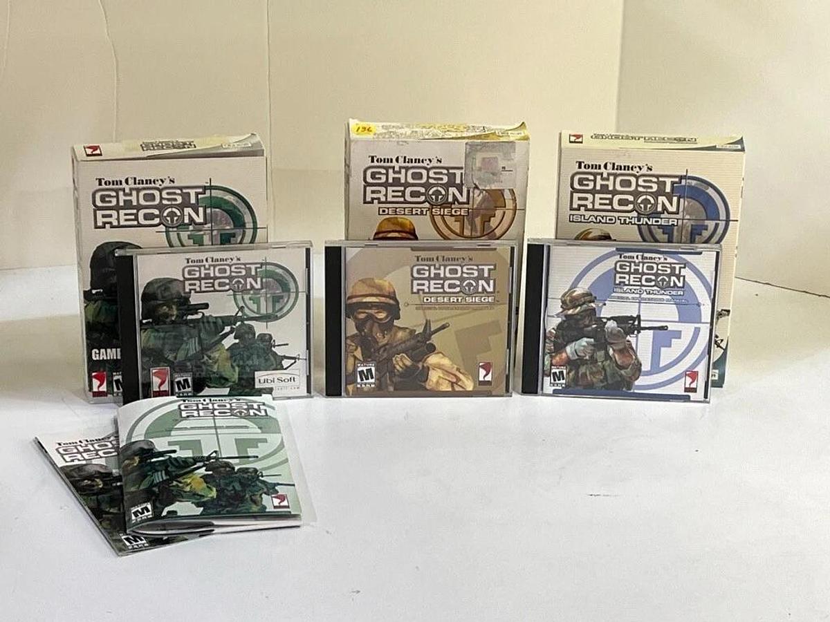 Used Retro PC Gaming Lot GB-VH750 Force Feedback Headphones, Rainbox Six, Ghost Recon
