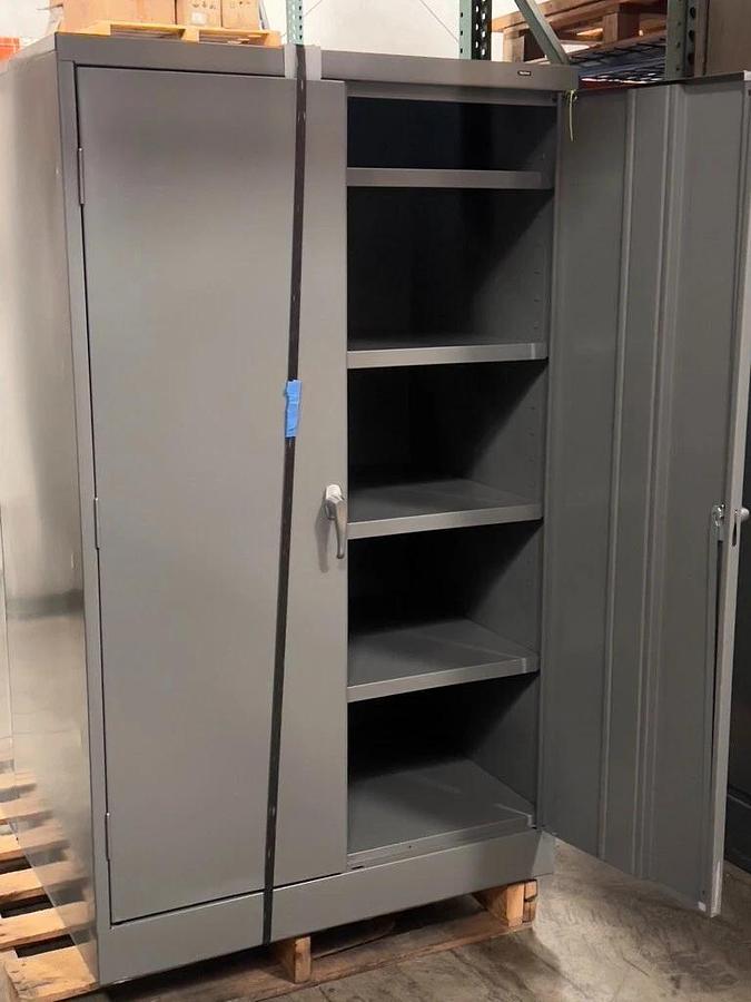 Used Tennsco 6024DH 36" x 24" x 60" Standard Welded Cabinet - Medium Gray (MGY)