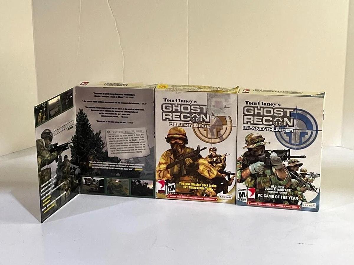 Used Retro PC Gaming Lot GB-VH750 Force Feedback Headphones, Rainbox Six, Ghost Recon