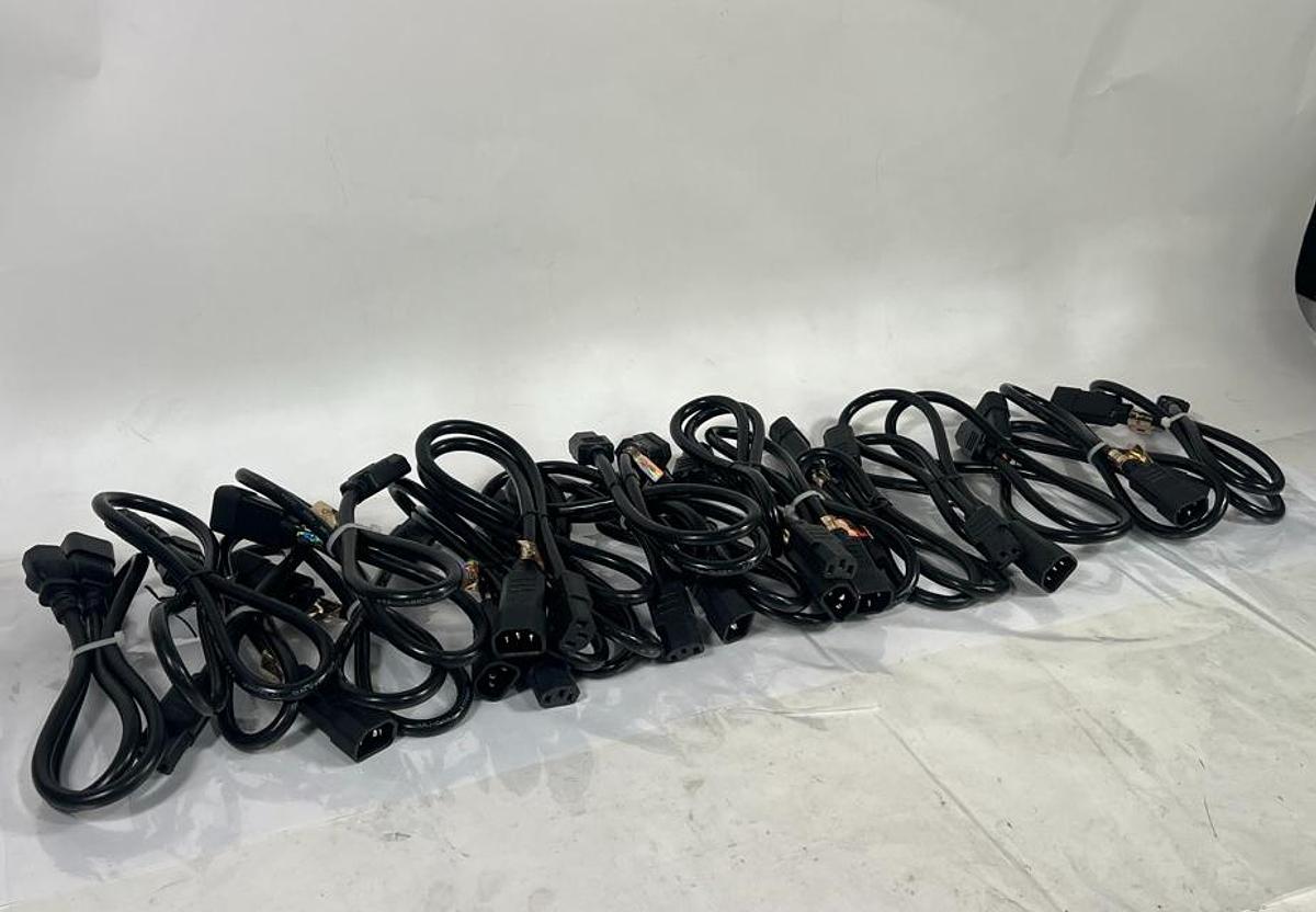 Used Lot of 50 Power Extension Cords (PDU Cords) 14 AWG - IEC60320 C14 to C13 & C14 to C15