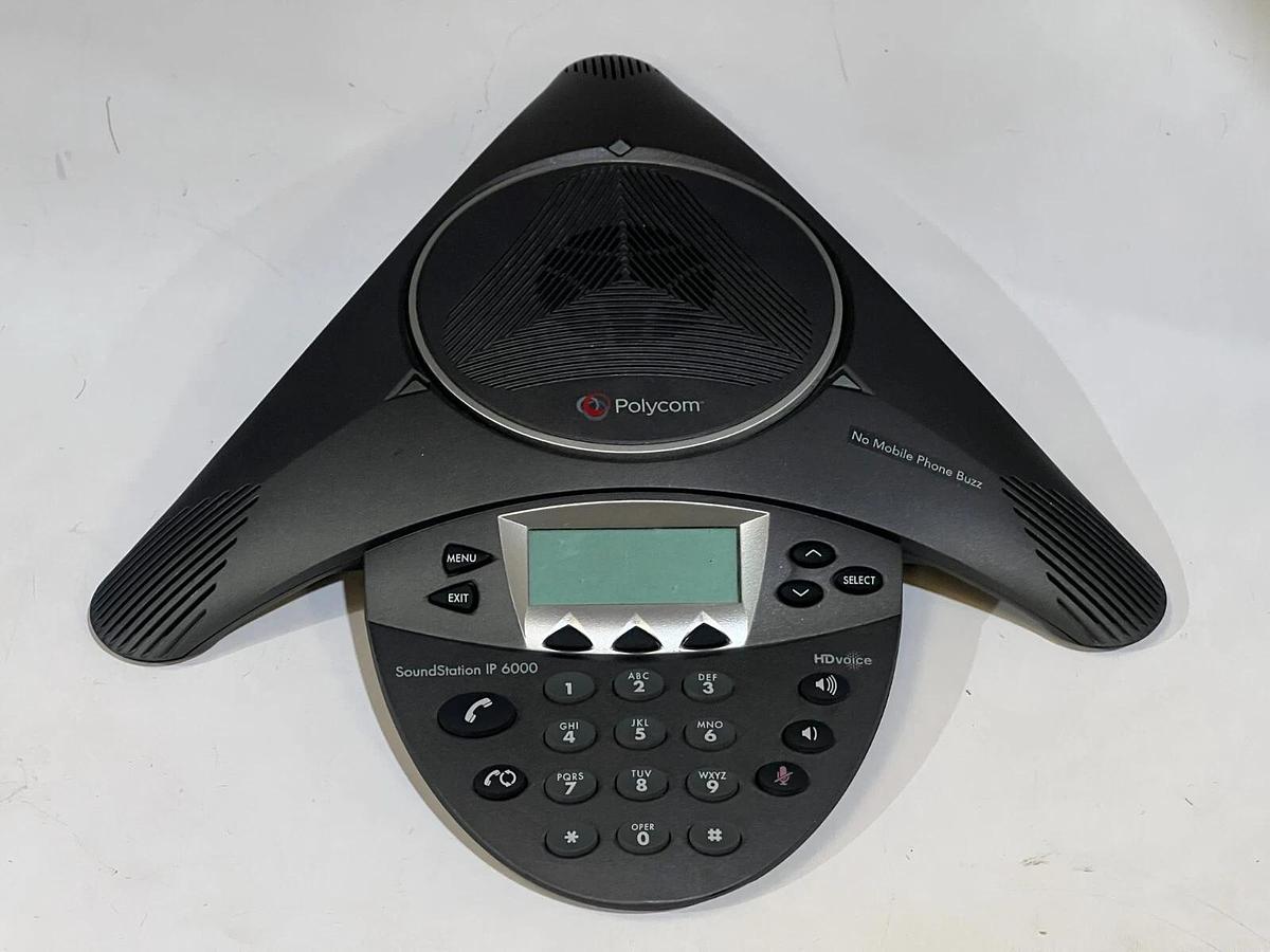 Used Polycom SoundStation IP 6000 P/N 2201-15600-001 + POE Power Supply & Microphones