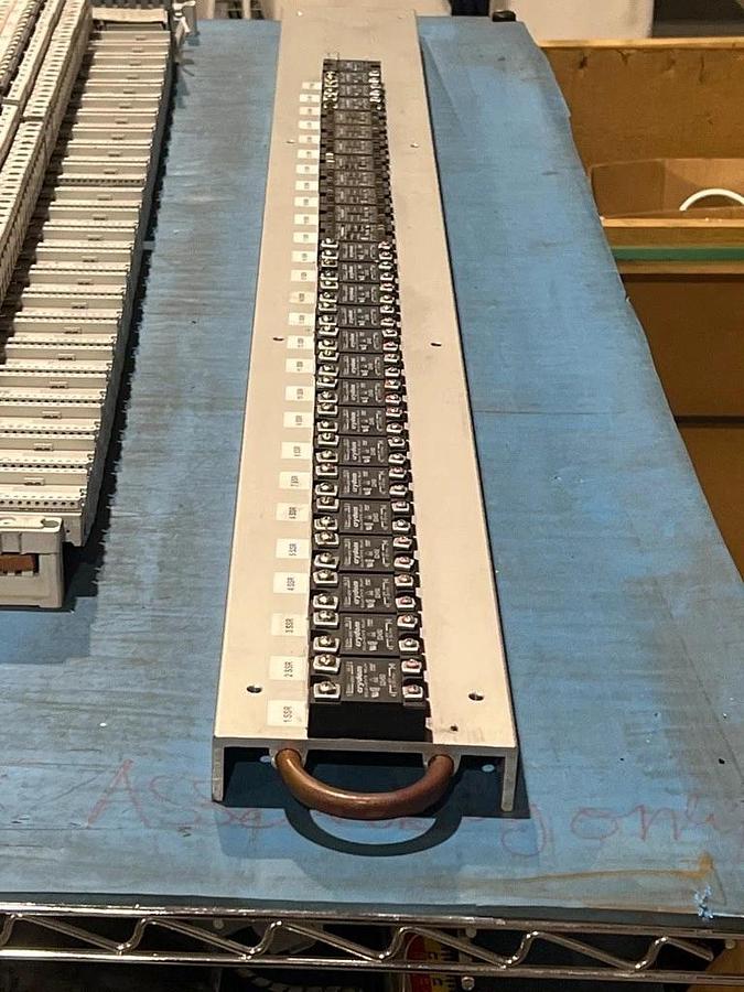 Used Lot of 27 Crydom Solid State Relays Mounted on Aluminum Radiator Block - D2450