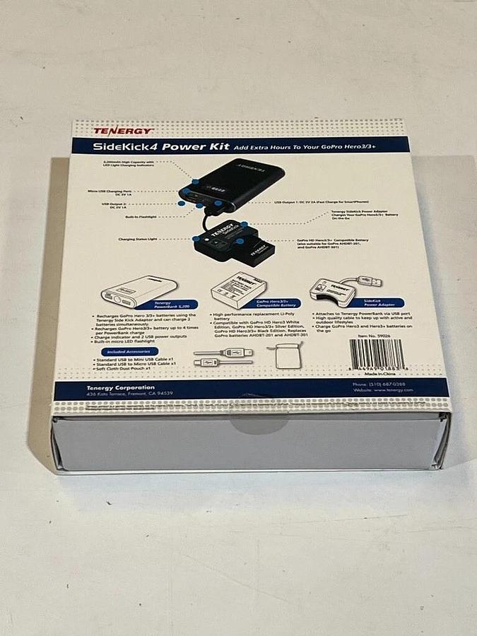 Lot of 8 Tenergy 59026 SideKick4 Power Kit USB Power Pack + GoPro Accessories