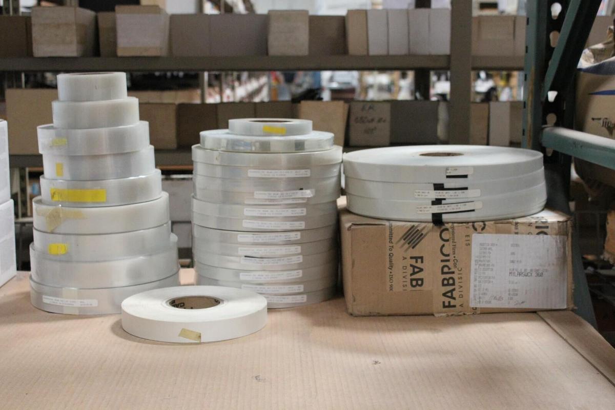 Lot of 140 Pounds Dupont Mylar Film Rolls Various Sizes Fabrico .002 .005 .0075