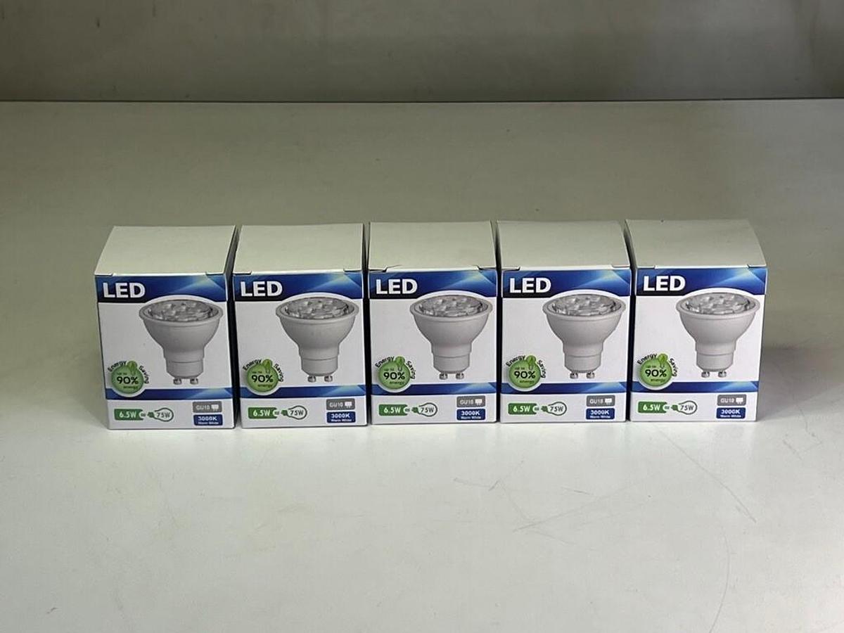 Used Lot of 5 Pieces: GU10 Base LED Bulb, 6.5 Watt, 500 Lumen, 3000K Warm White